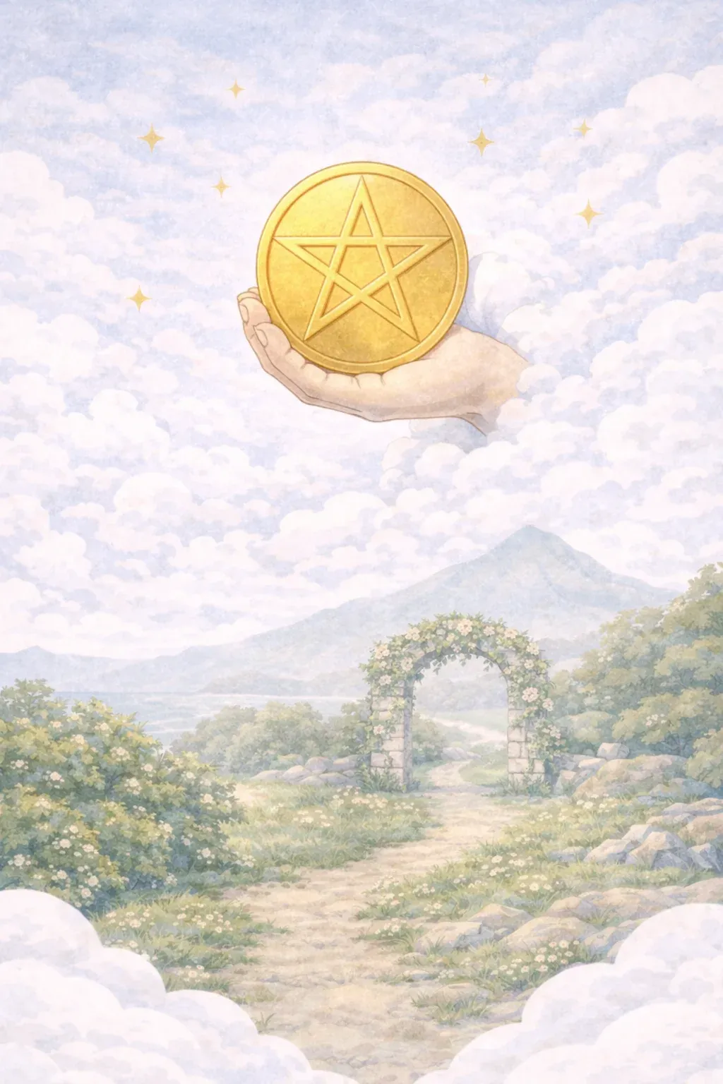 Ace of Pentacles tarot card artwork