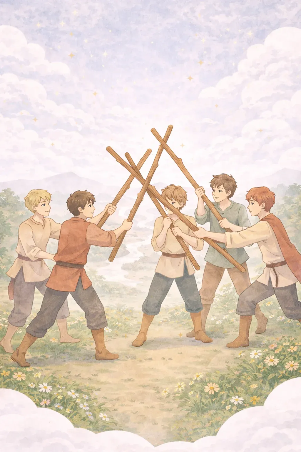 Five of Wands tarot card artwork