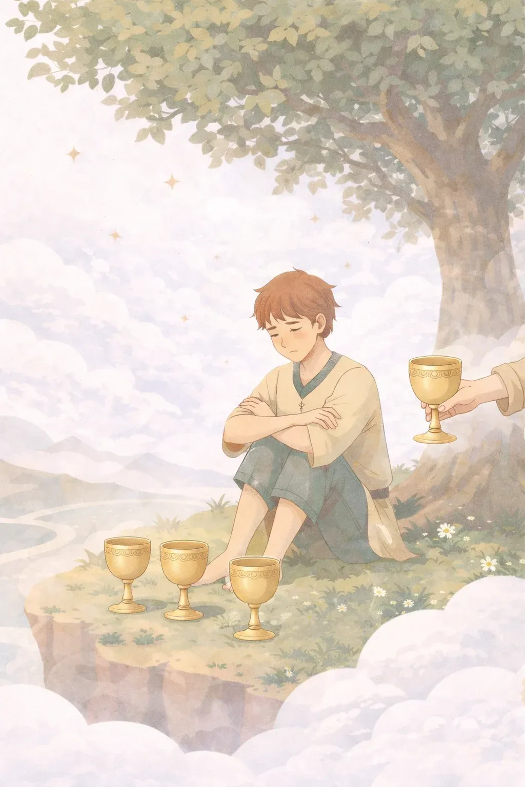 Four of Cups tarot card artwork