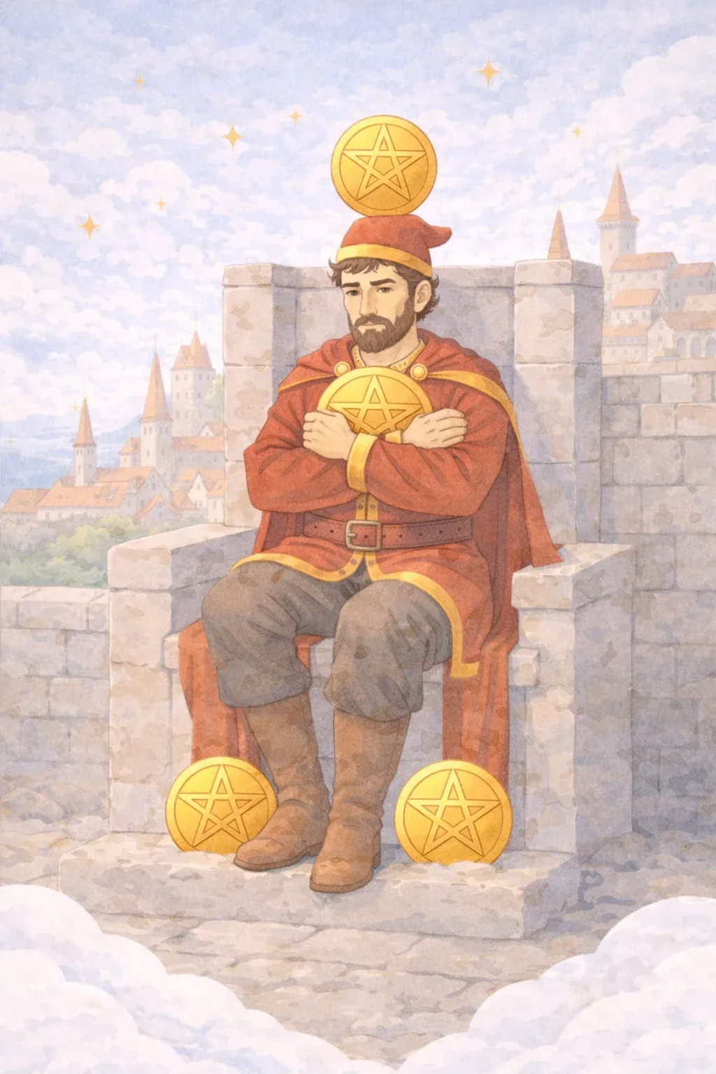 Four of Pentacles tarot card artwork