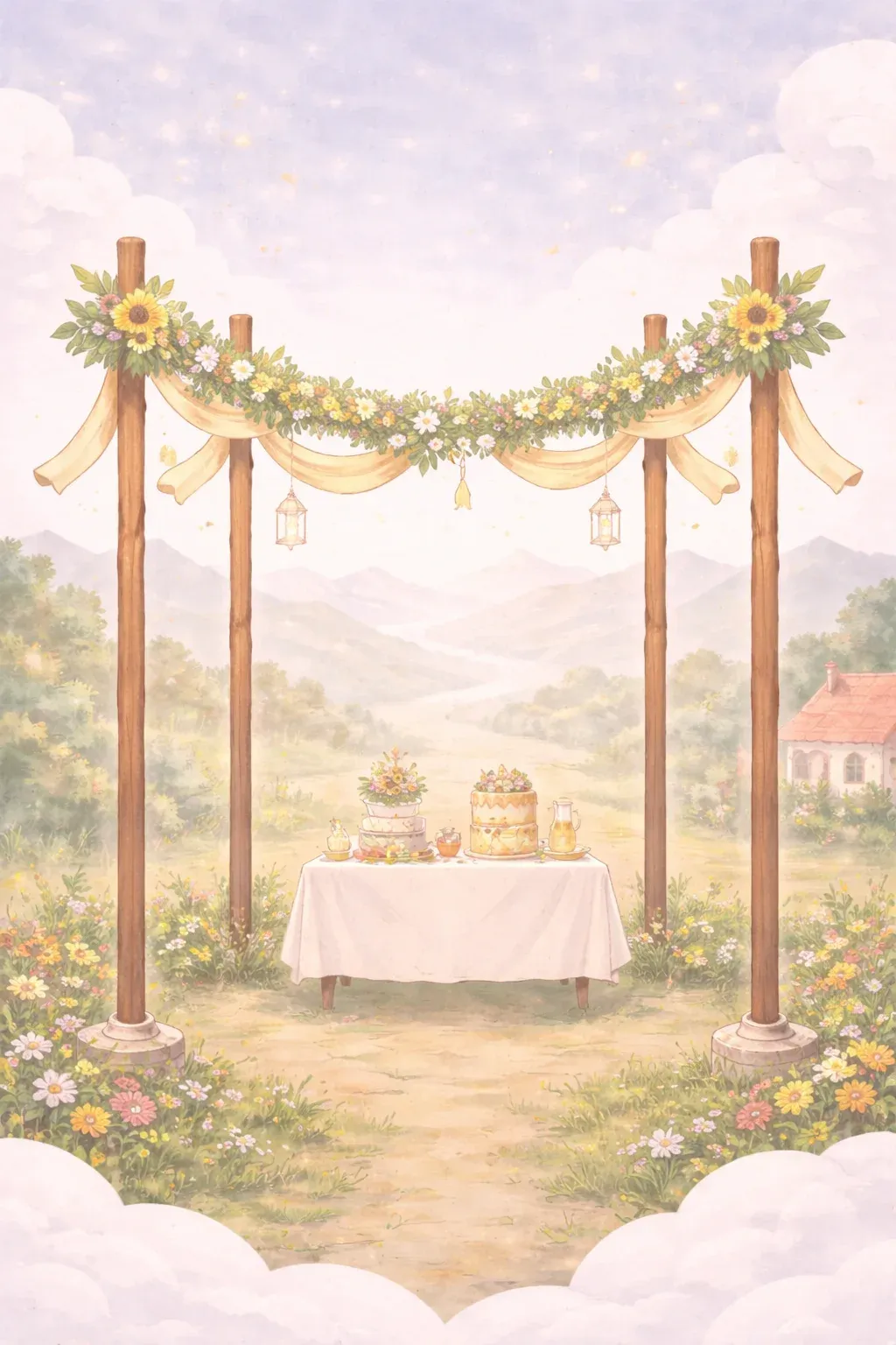 Four of Wands tarot card artwork