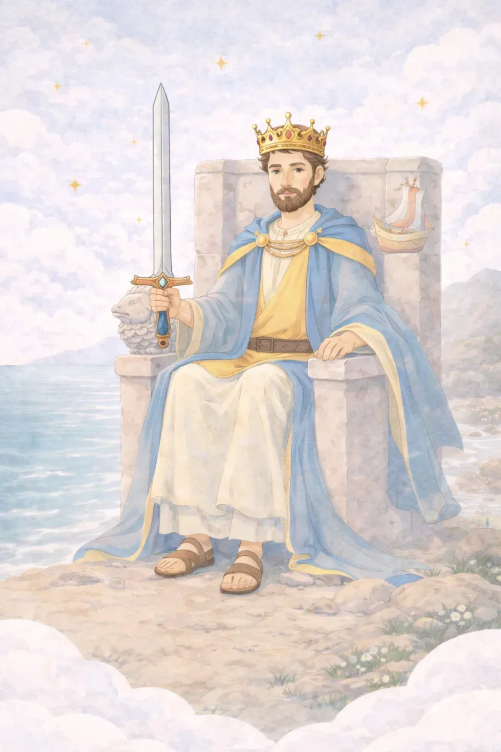 King of Swords tarot card artwork