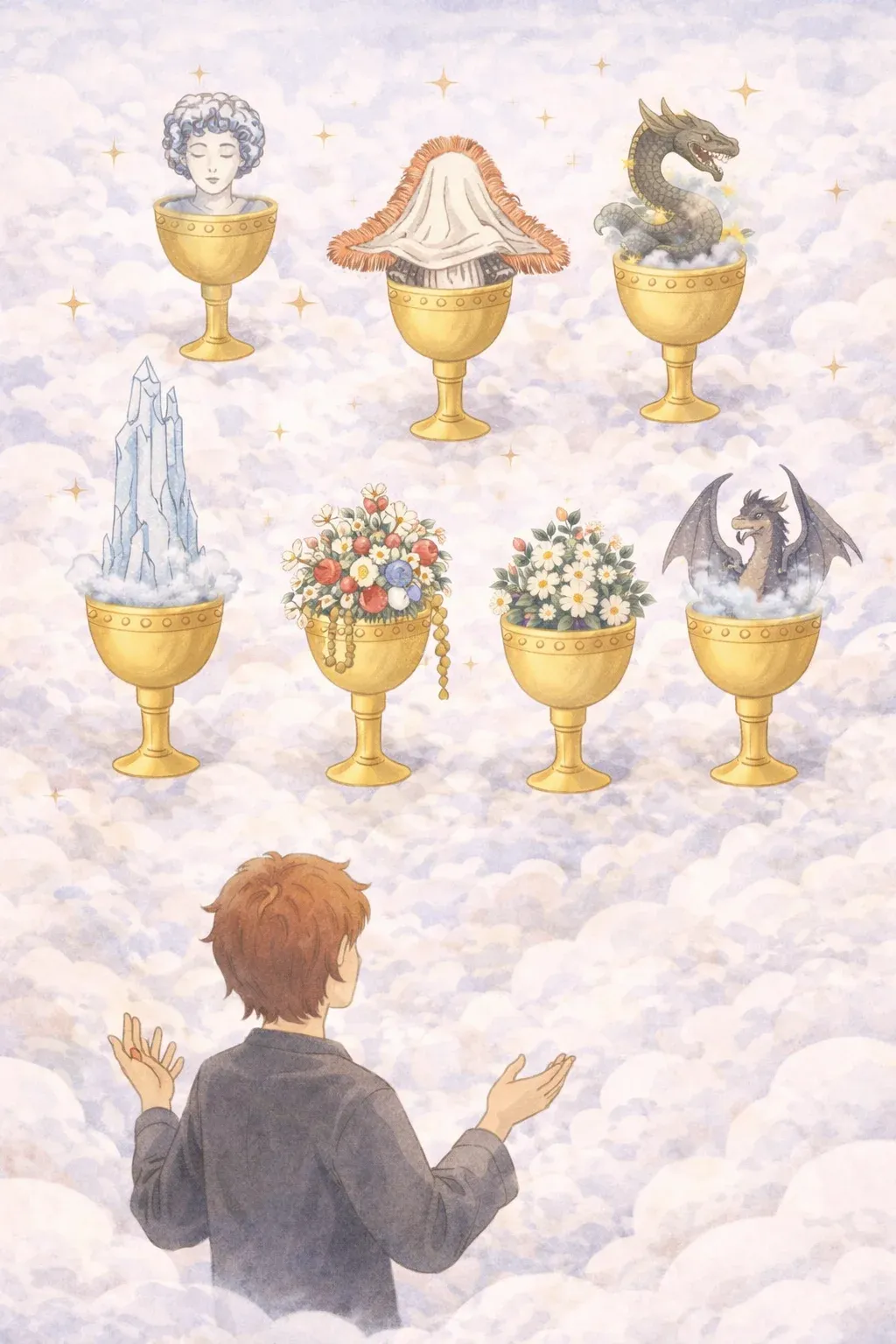 Seven of Cups tarot card artwork