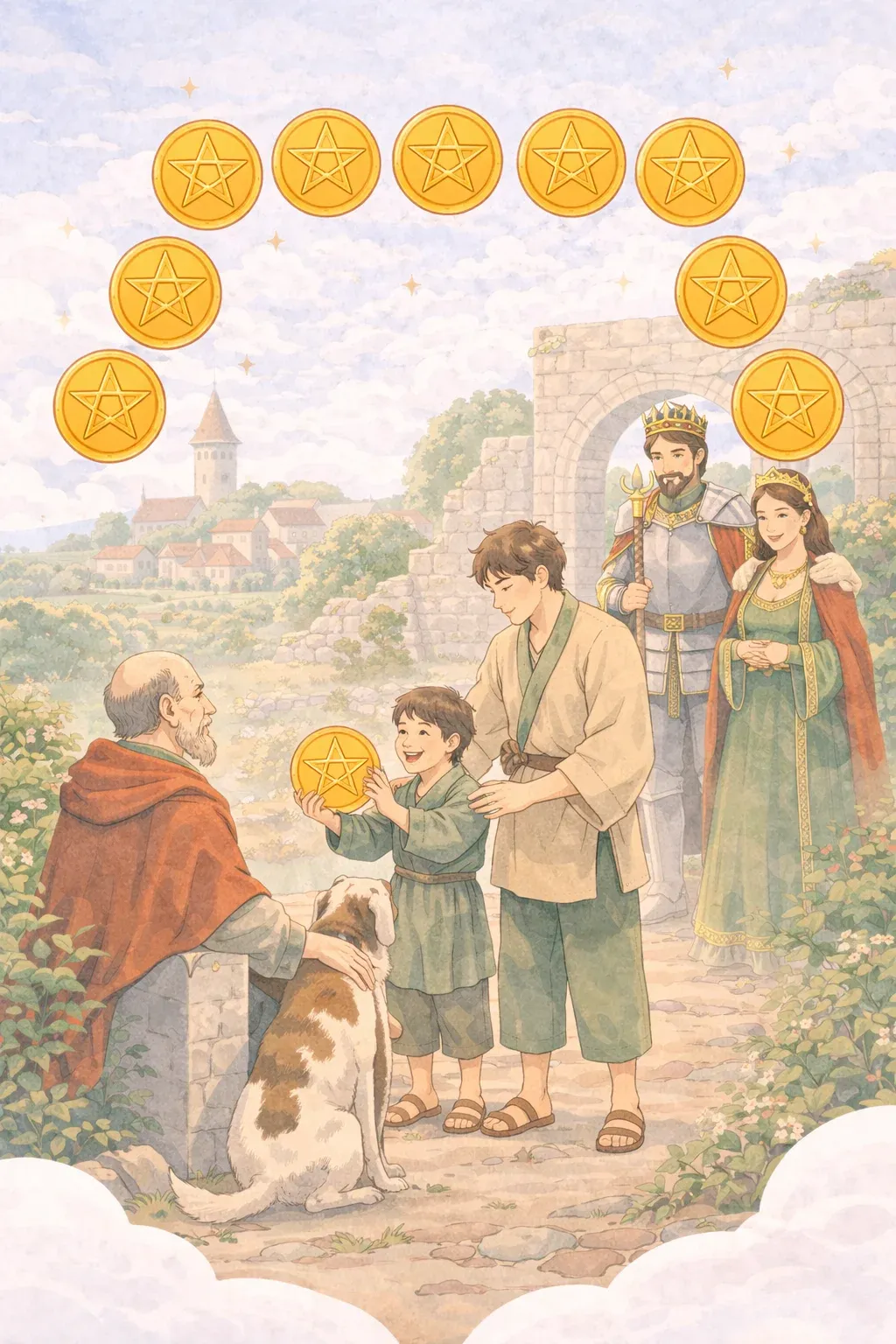 Ten of Pentacles tarot card artwork