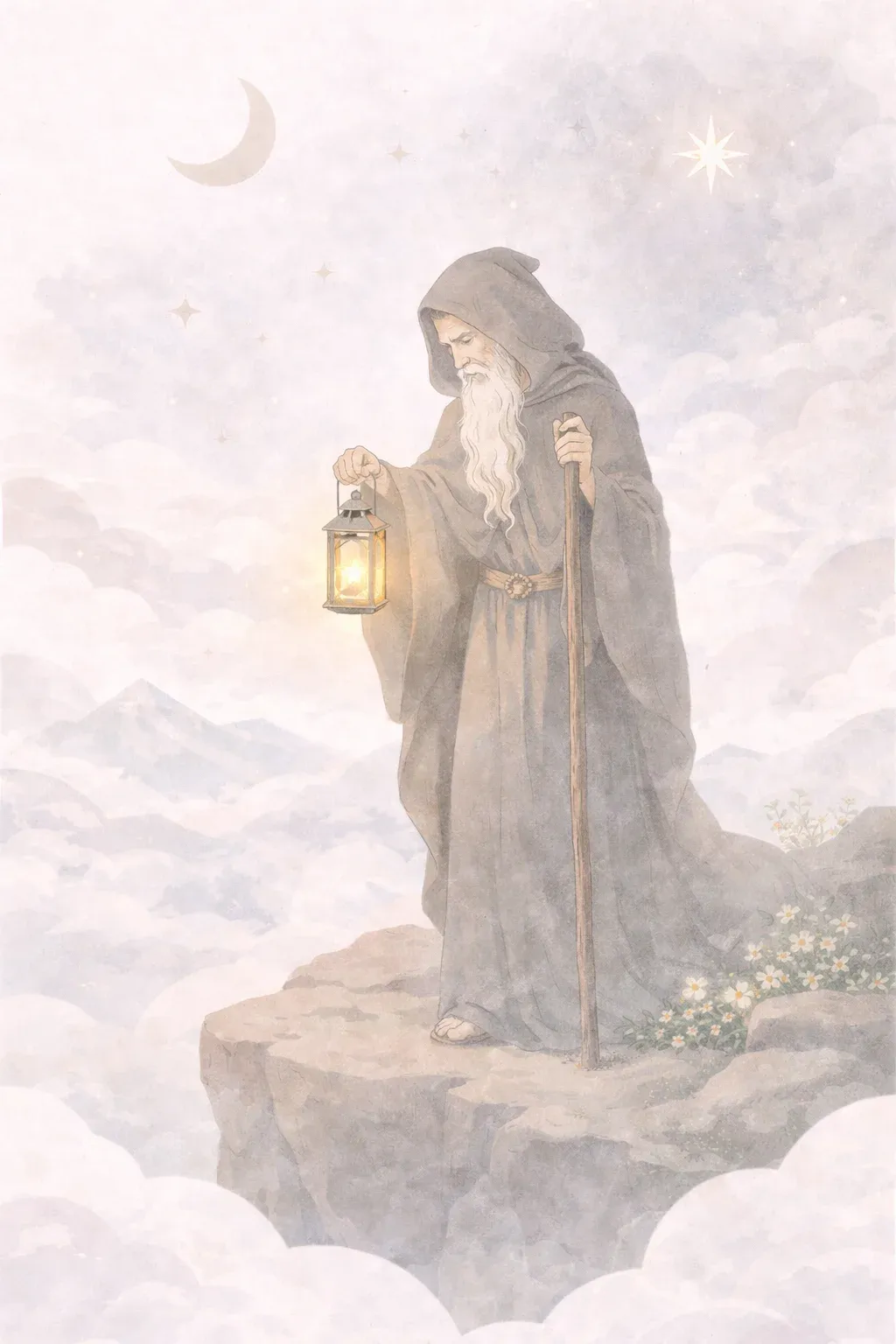 The Hermit tarot card artwork