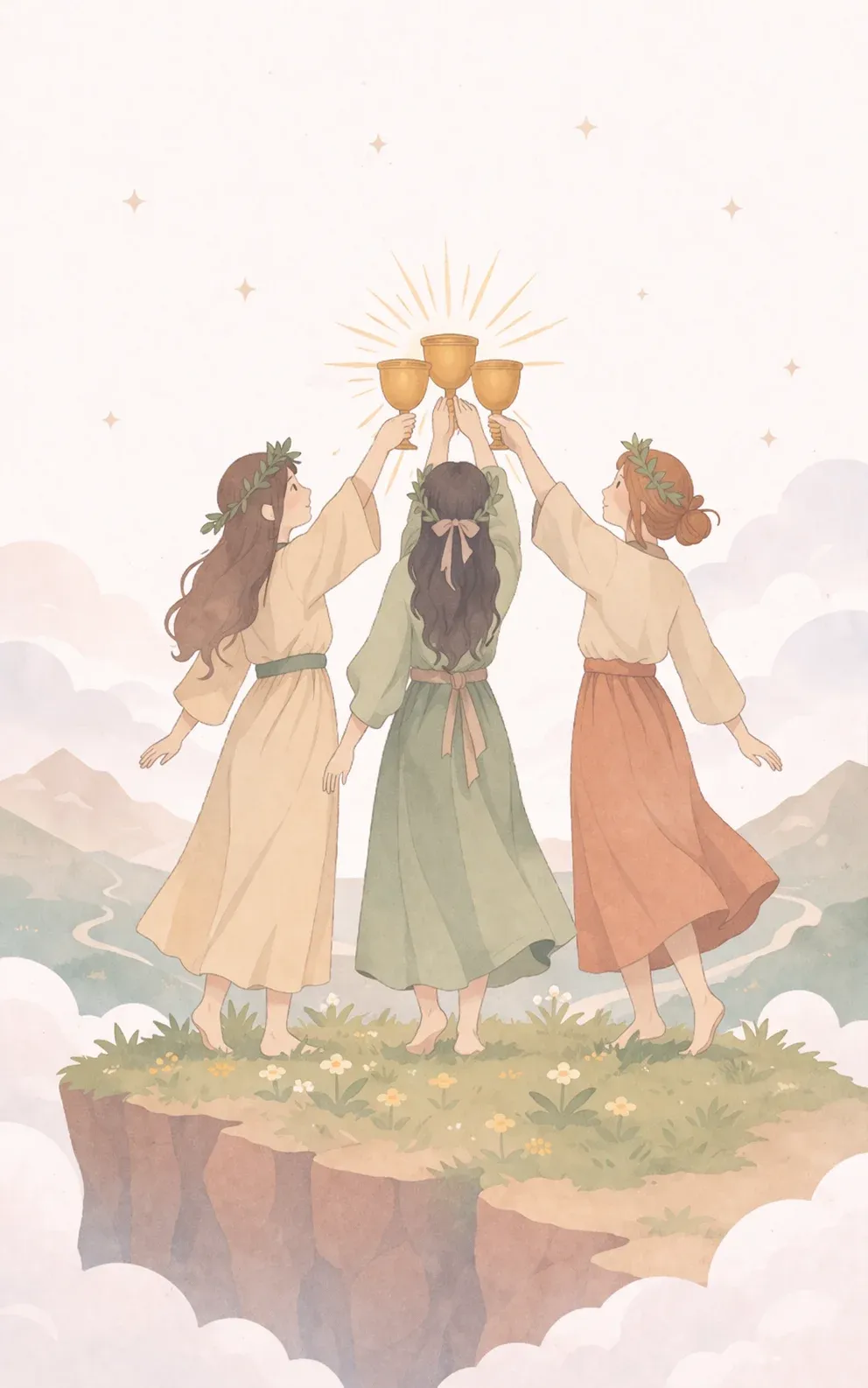 Three of Cups tarot card artwork